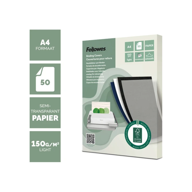 Voorblad Fellowes A4 FSC translucent papier 150gram 50vel
