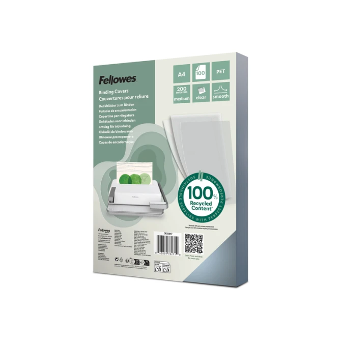Voorblad Fellowes A4 PET 200micron recycled 100 stuks
