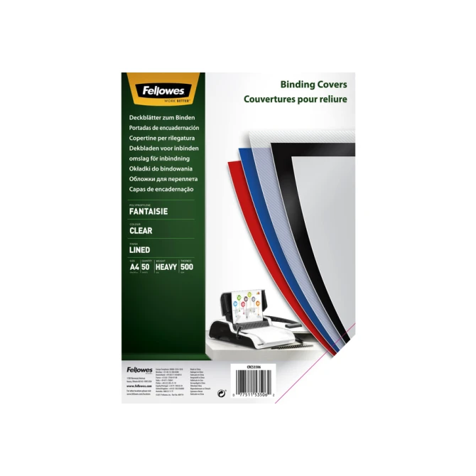 Voorblad Fellowes A4 PP 500micron transparant lijnen 50 stuks