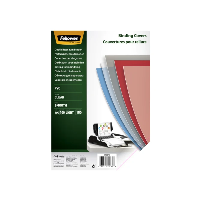 Voorblad Fellowes A4 PVC 150micron recycled 100 stuks