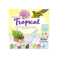 Vouwblaadjes Folia 80gr 15x15cm 50 vel 2-zijdig 10 tropical designs