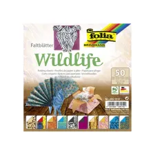 Vouwblaadjes Folia 80gr 15x15cm 50 vel 2-zijdig 10 wildlife designs