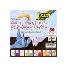 Vouwblaadjes Folia 80gr 15x15cm 50 vel 2-zijdig Japan 10 designs assorti kleuren