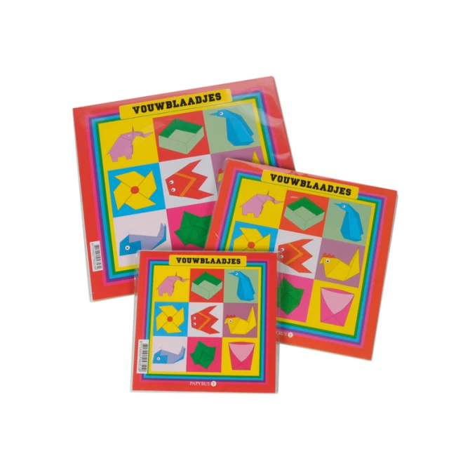 Vouwblaadjes vierkant 12x12cm 65gram assorti 90 vel