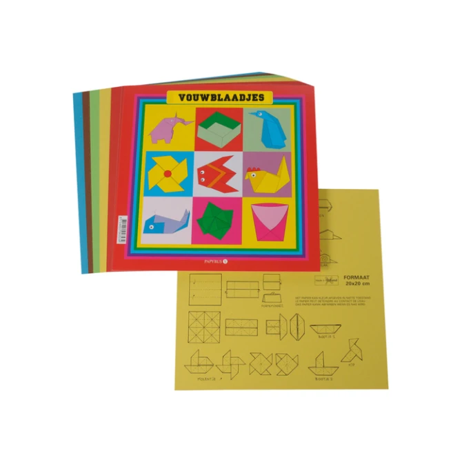 Vouwblaadjes vierkant 20x20cm 65gram assorti 90 vel