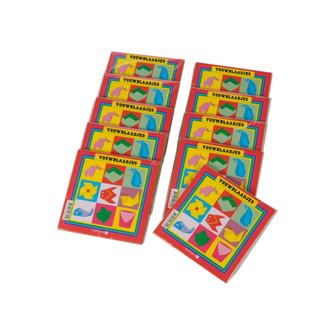 Vouwblaadjes vierkant 20x20cm 65gram assorti 90 vel