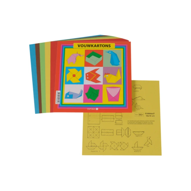 Vouwkartons vierkant 16x16cm 105gram assorti 40 vel