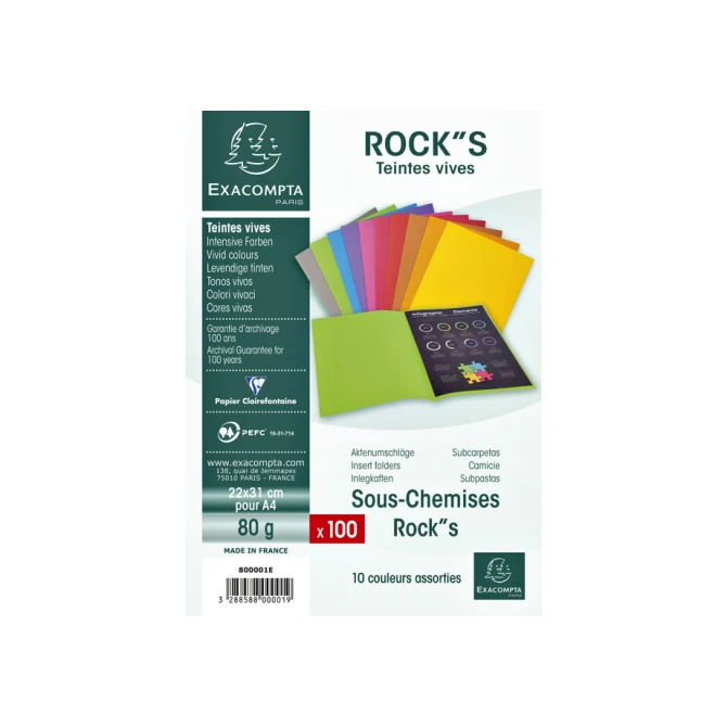 Vouwmap Exacompta ROCK'S A4 80g assorti 100 stuks