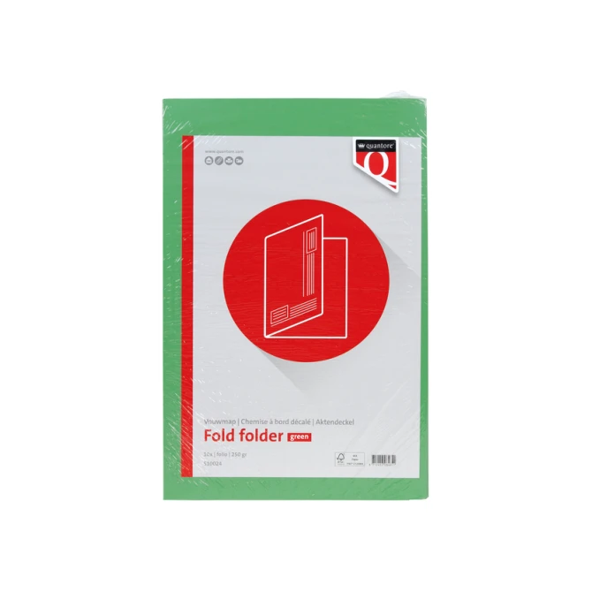 Vouwmap Quantore Folio ongelijke zijde 250gr groen