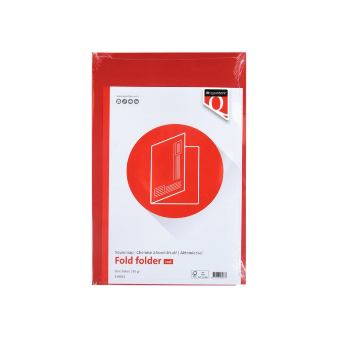 Vouwmap Quantore Folio ongelijke zijde 250gr rood