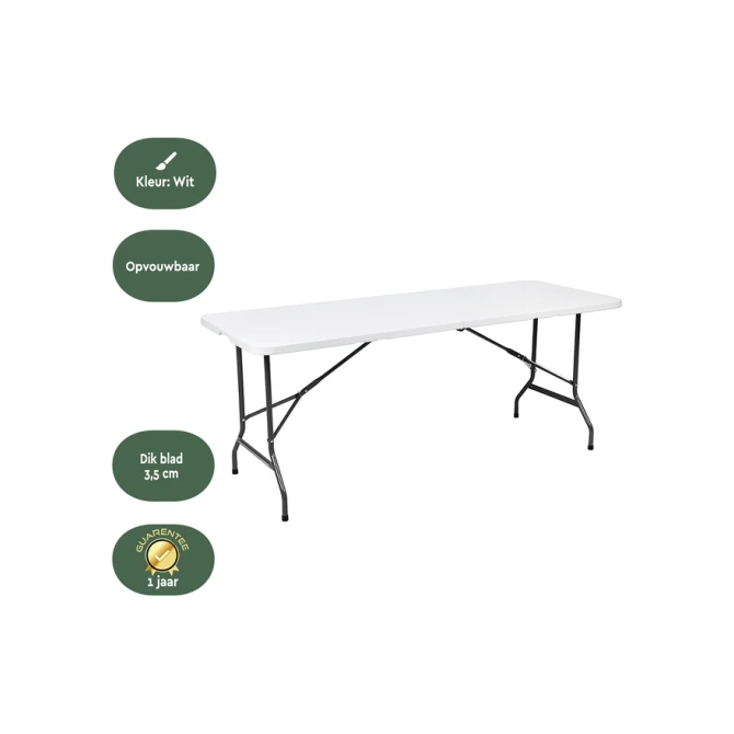 Vouwtafel BRASQ 180x70x74cm FT180 wit