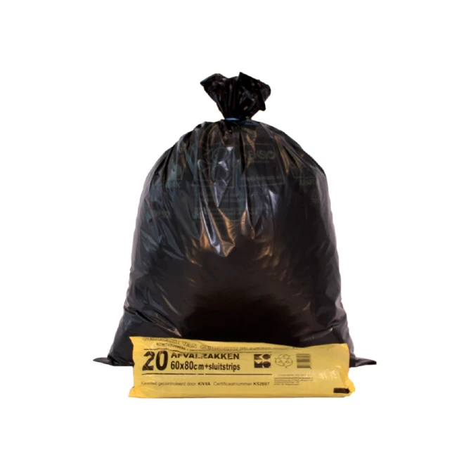 Vuilniszak Komo 60 liter zwart rol à 20 stuks