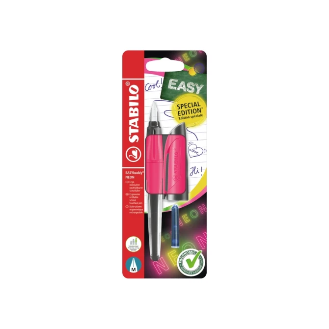 Vulpen STABILO Easybuddy medium neon roze blister à 1 stuk