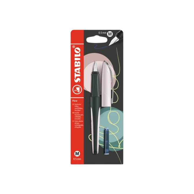 Vulpen STABILO Flow medium pastel rooskleurig blister à 1 stuk