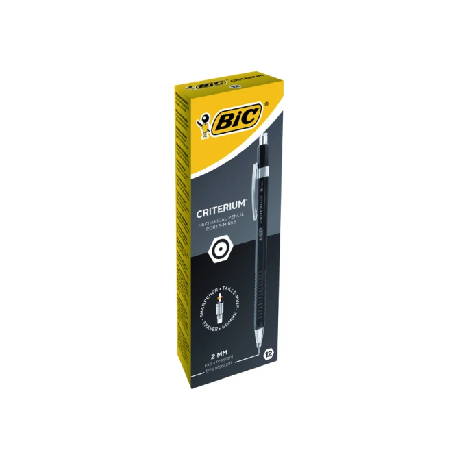 Vulpotlood Bic Criterium HB 2mm met gum metalen clip