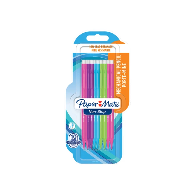 Vulpotlood Paper Mate non stop 0.7mm HB assorti blister à 10 stuks