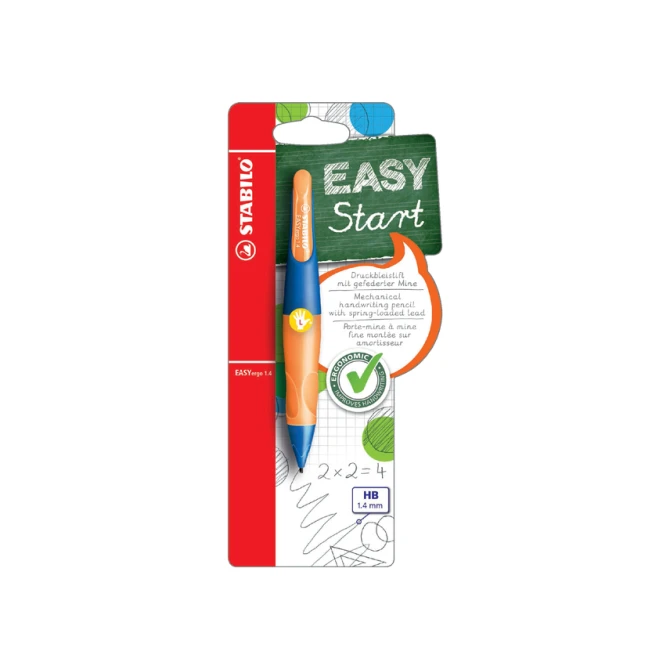 Vulpotlood STABILO Easyergo HB 1.4mm linkshandig ultramarine/neon oranje blister à 1 stuk