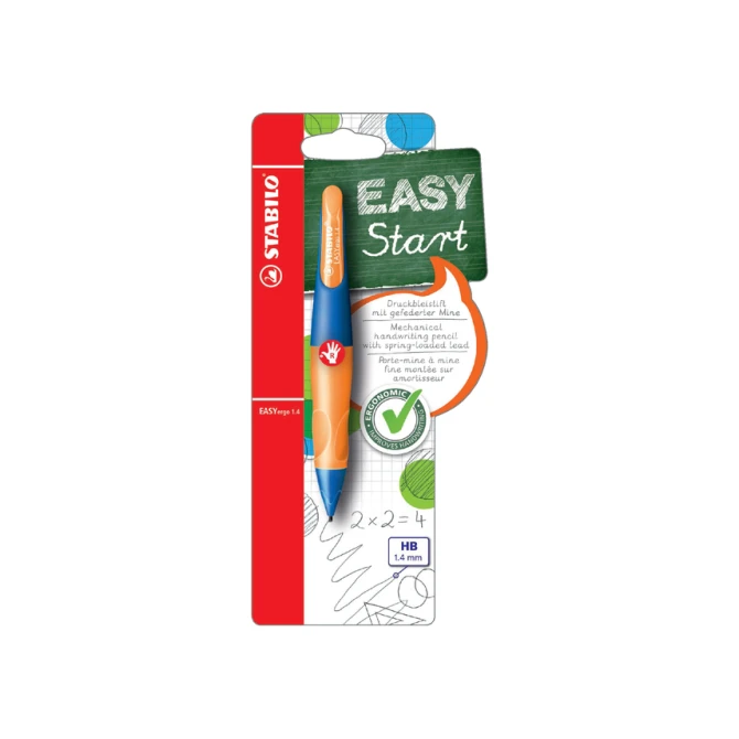 Vulpotlood STABILO Easyergo HB 1.4mm rechtshandig blauw/neon oranje blister à 1 stuk