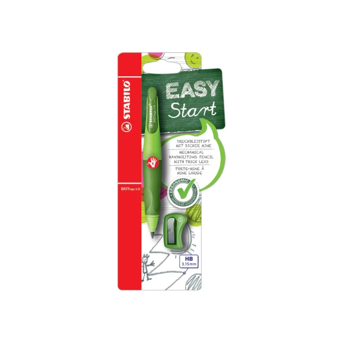 Vulpotlood STABILO Easyergo HB 3.15mm rechts groen/donkergroen incl puntenslijper blister à 1 stuk