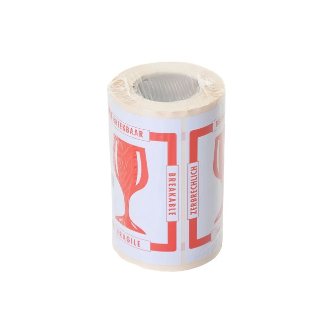 Waarschuwingsetiket IEZZY breekbaar 80mmx100m rood 250 stuks