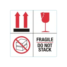 Waarschuwingsetiket IEZZY fragile do not stack 100mmx100mm 1000 stuks