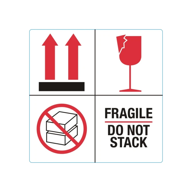 Waarschuwingsetiket IEZZY fragile do not stack 100mmx100mm 1000 stuks