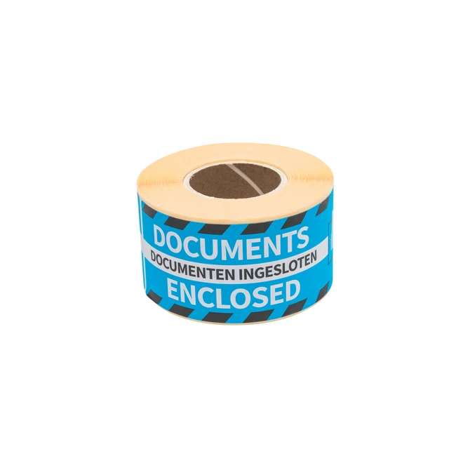 Waarschuwingsetiket Rillprint documents enclosed 46x125mm blauw 250 stuks