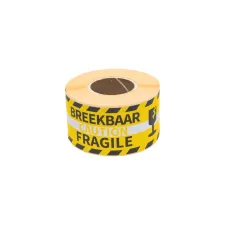 Waarschuwingsetiket Rillprint fragile 46x125mm geel 250 stuks