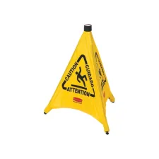 Waarschuwingskegel Rubbermaid driezijdig meertalig pop-up 76cm geel