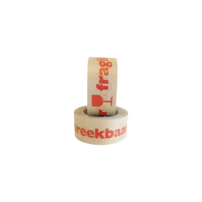 Waarschuwingstape IEZZY 50mmx50m 80% gerecycled papier bruin rood
