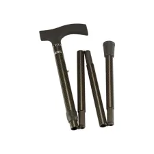 Wandelstok Able2 opvouwbaar carbon soft recht handvat zwart