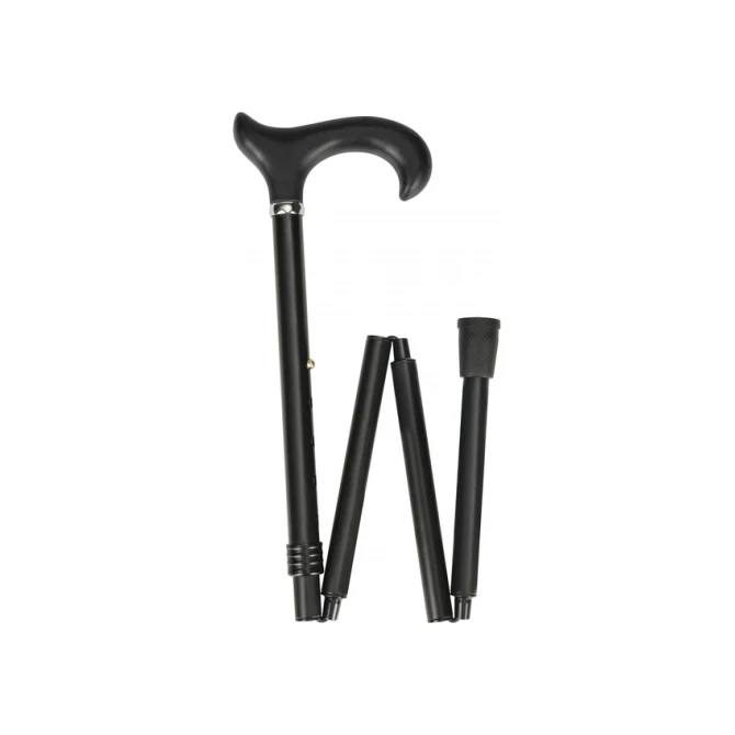Wandelstok Able2 opvouwbaar soft derby handvat zwart
