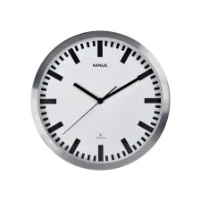 Wandklok MAUL Pilot RC Ø305x45mm aluminium frame wit incl. batterij