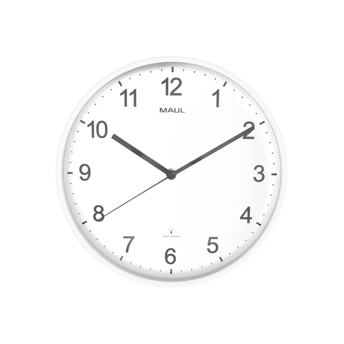 Wandklok MAUL Sprint RC Ø30x5cm kunststof wit/wit incl batterij