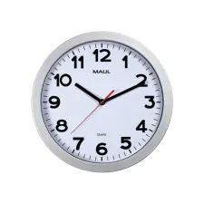 Wandklok MAUL Step Quartz Ø30x5cm kunststof zilver/wit stildraaiend