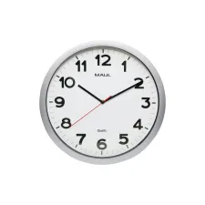 Wandklok MAUL Step Quartz Ø40x5cm kunststof zilver/wit stildraaiend
