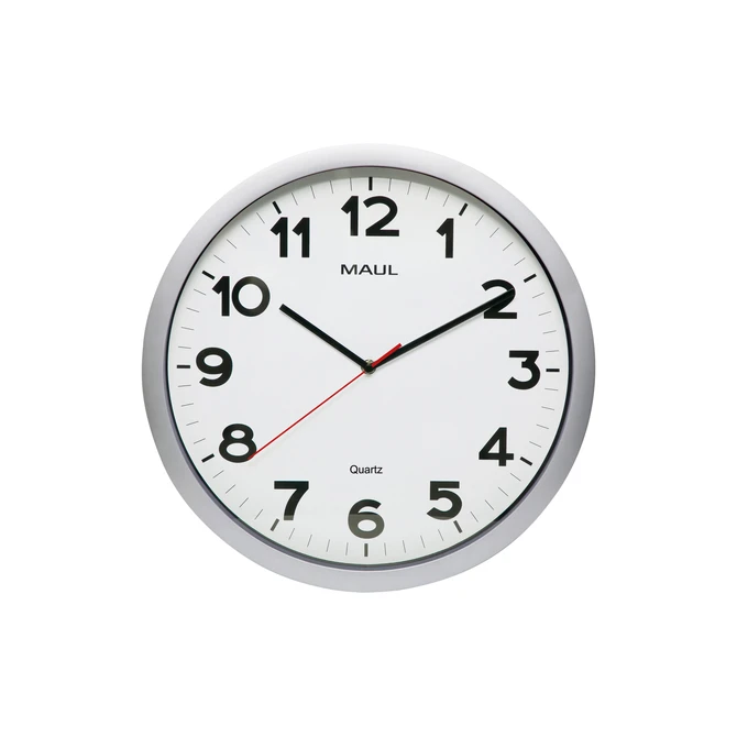 Wandklok MAUL Step Quartz Ø40x5cm kunststof zilver/wit stildraaiend