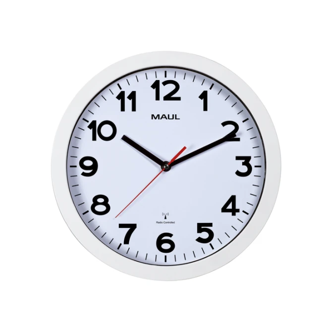 Wandklok MAUL Step RC Ø30x5cm kunststof wit/wit
