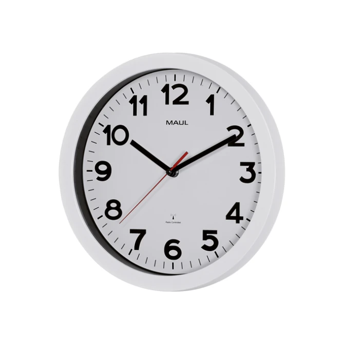 Wandklok MAUL Step RC Ø30x5cm kunststof wit/wit