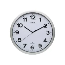 Wandklok MAUL Step RC Ø40x5cm zilver kunststof frame incl.batterij