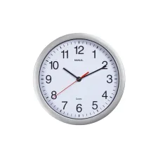 Wandklok MAULrun quartz Ø25x5cm kunststof zilver/wit incl.batterij