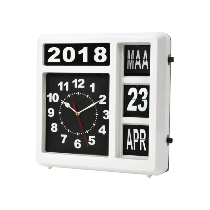 Wandklok Perel analoog 310x310mm nederlandse versie wit