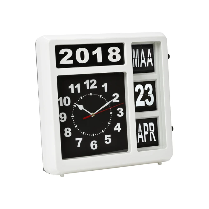 Wandklok Perel analoog 310x310mm nederlandse versie wit