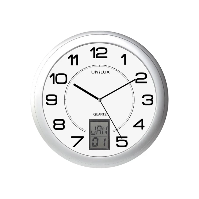 Wandklok Unilux Instinct Ø 30.5cm zilvergrijs/wit