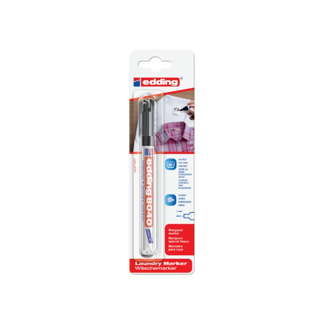 Wasgoedmarker edding 8040 rond 1mm zwart in blister