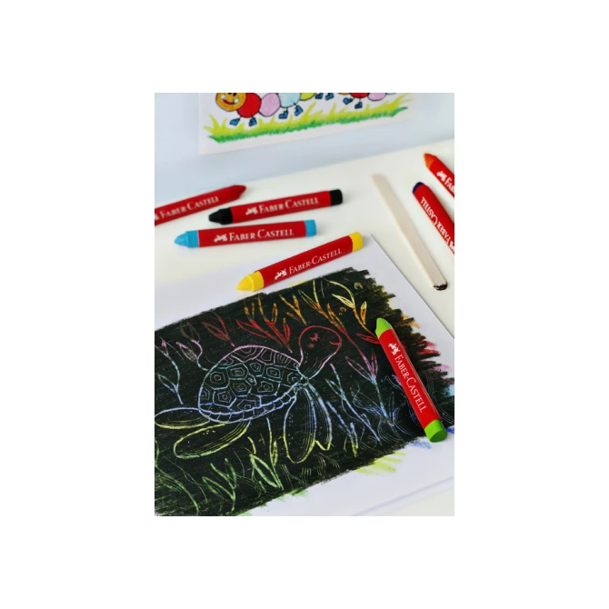 Waskrijt Faber-Castell driehoekig assorti set à 12 stuks