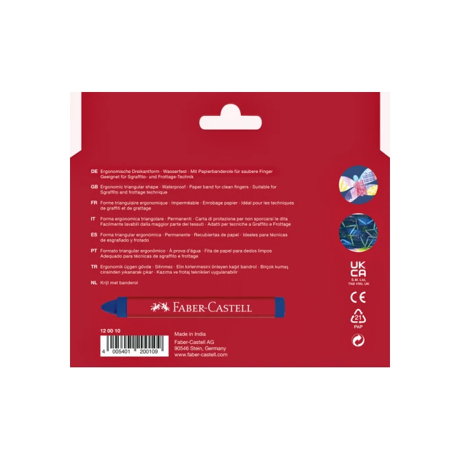 Waskrijt Faber-Castell driehoekig assorti set à 12 stuks