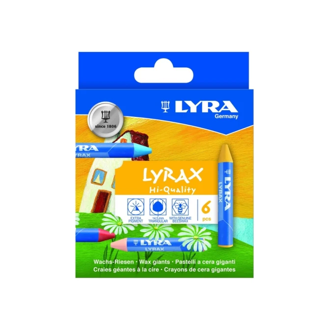 Waskrijt LYRA Lyrax Wax Giants set à 6 kleuren