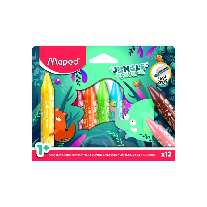 Waskrijt Maped Jungle Fever Jumbo set à 12 kleuren