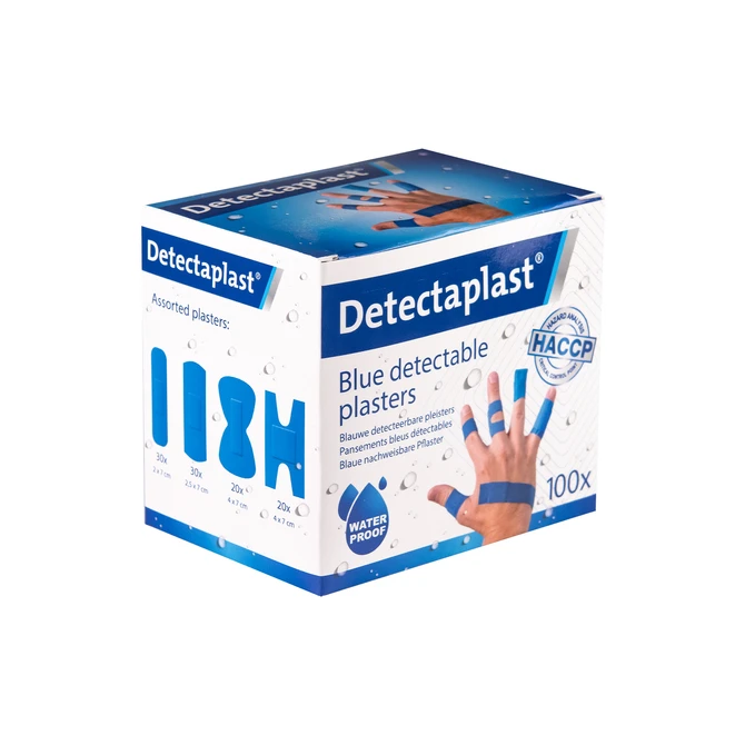 Waterafstotende blauwe pleister Detectaplast assorti 100 stuks